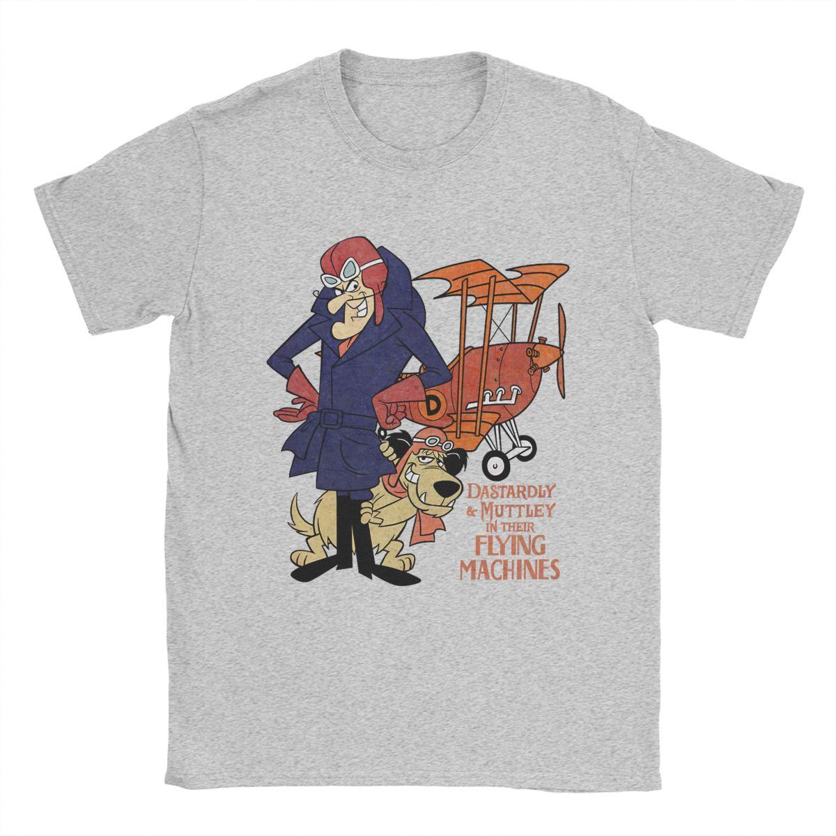 ZheXiong TEE Heren T-shirt Wacky Races Muttley Cartoon Vintage 100% Katoen T-shirt Korte Mouw T-shirt Ronde Hals Tops Zomer XL
