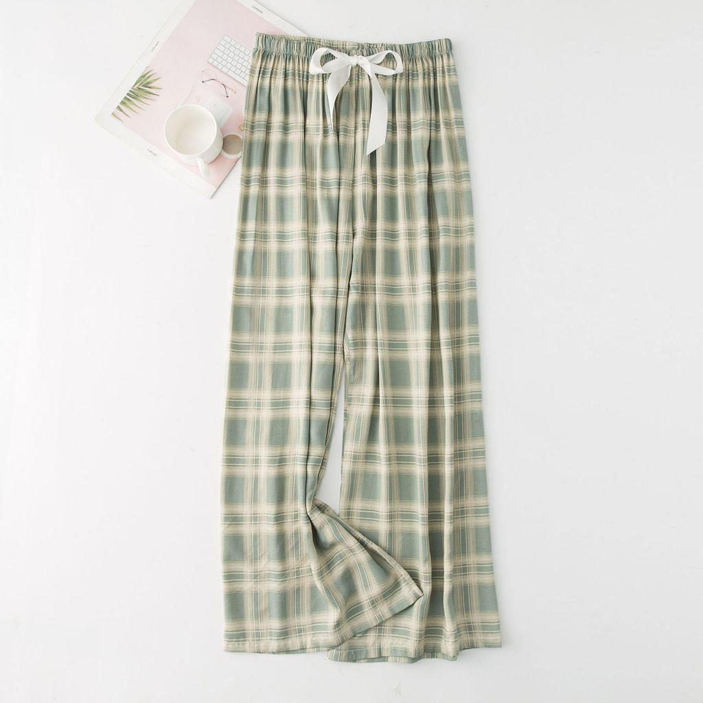 Women's Cotton-Silk Cartoon Pajama Pants, Summer Thin, Black & White Wide-Leg, Plus Size, Outdoor Beach Wear.