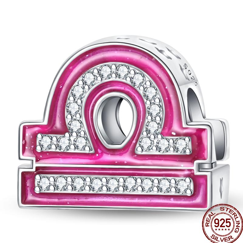 Neue Kupfer 12 Tierkreis Glücksperlen Glänzende Prinzessinnenrosa Perlen Geeignete Passform Pan Original Armband DIY Geschenk