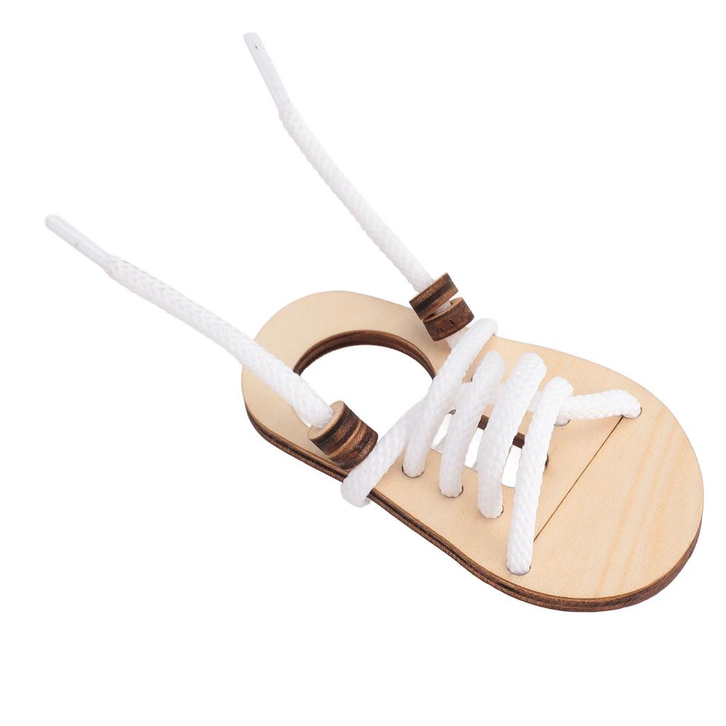 Shoe Tying Practice Toy Educational Fine Motor Skills Development Wood Lacing Shoe Toy for Kids Toddlers
