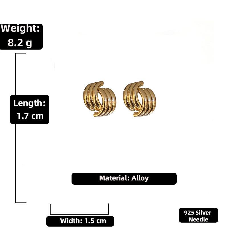 Korean Fashion Geometric Earrings for Women 2025 New In Europe and America Simple Stud Earring Temperament Minimalist Zircon