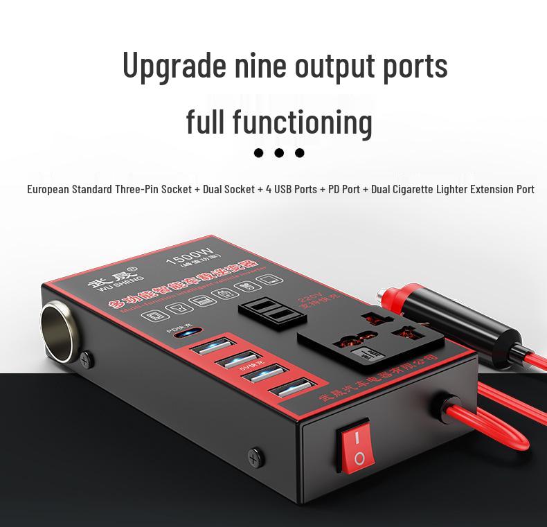 Truck and Car Inverter: 24V/12V to 220V High-Power Multifunctional Charging Converter