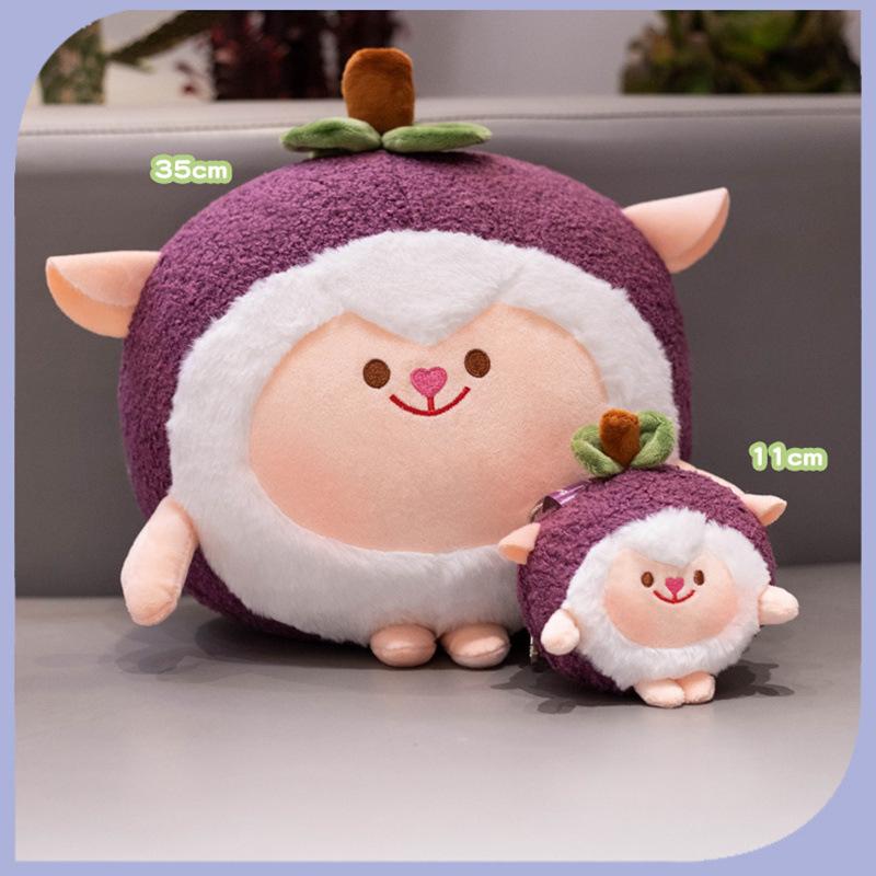 Cute Creative Mangosteen Plush Toy Doll with Pillow on Children's Bed Sleeping Pillows for Girls Pendants