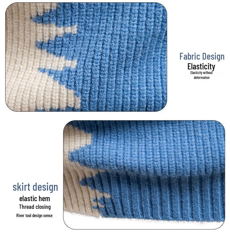2025 Men's Color Block Knit Sweater: Trendy Loose Korean Style Autumn/Winter Base Layer