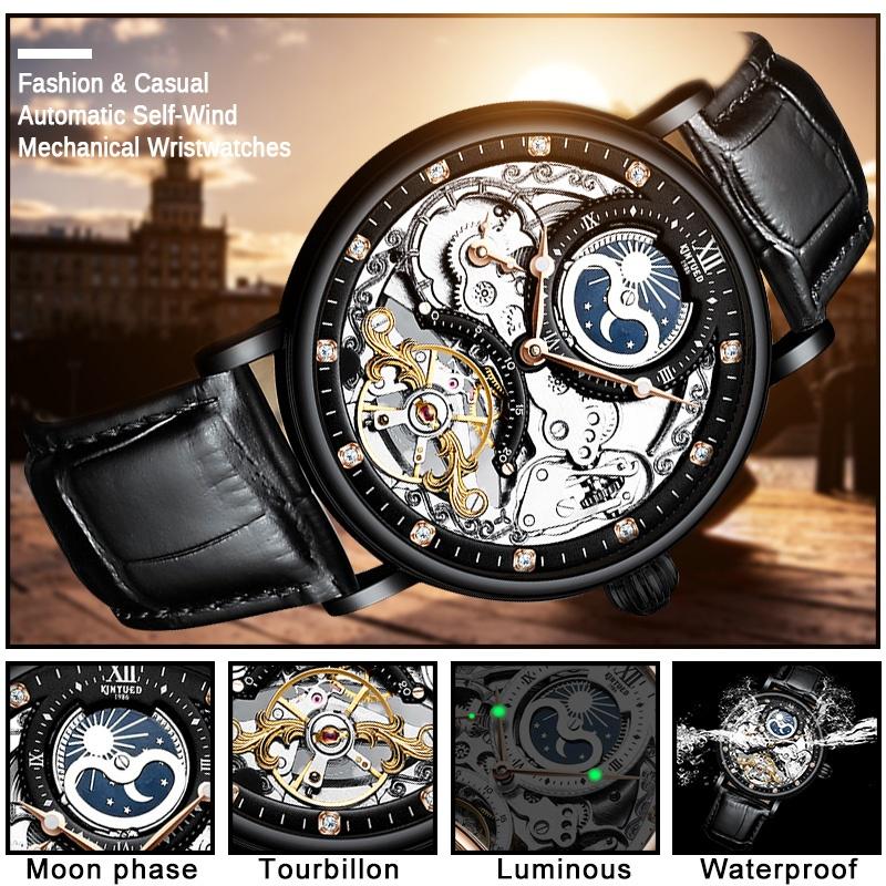Men Skeleton Watches Mechanical Automatic Watch Men Tourbillon Sport Clock Casual Business Moon Watch