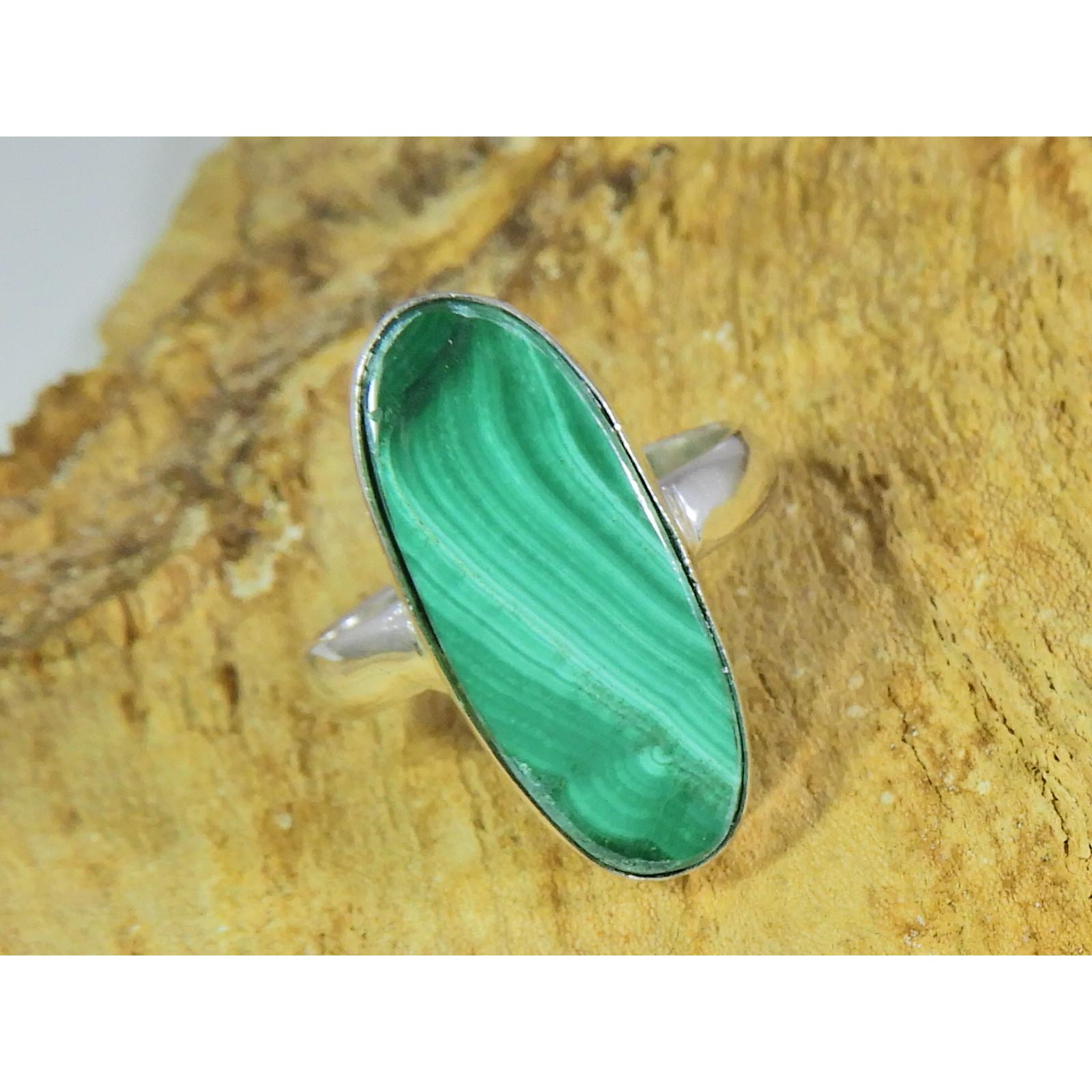 

Natural Green Malachite 925 Solid Sterling Silver Ring Size US-7 PG-206