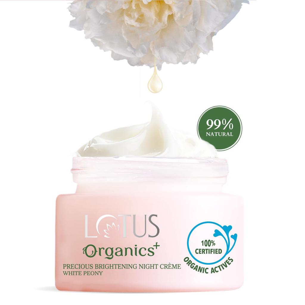 Lotus Organics+ Precious Brightening Night Cream | For Dark Spots, Blemishes & Pigmentation | Night Moisturiser | 30g
