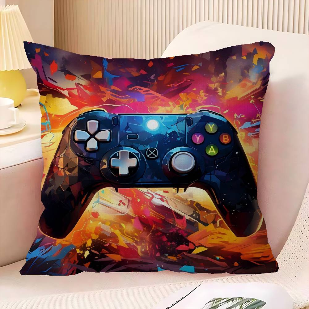 Gamer Casual Carpet With Controller Cushion Cover Car Throw Pillow Case For Sofa Car Christmas Gift 40x40cm 45x45cm