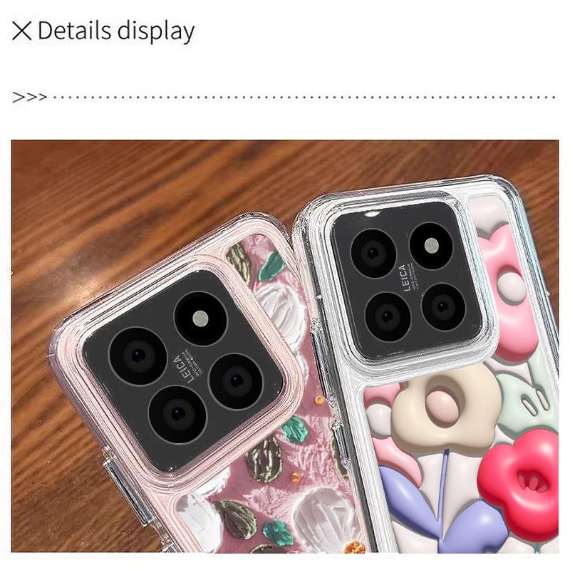 Cute Oil Painting Flower Phone Case Cover For Xiaomi 13T 11T Poco F6 X6 Pro Redmi Note 13 12 11 10 Pro Max Slim Soft Shockproof Clear Silicone Shell
