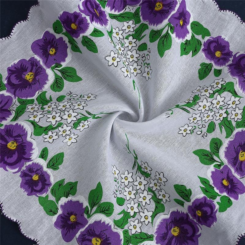 3Pcs 28x28cm 100% Cotton Flower Printed Children Hand Face Wipes Handkerchiefs Kindergarten Square Scarves
