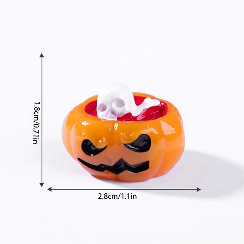 7Pcs Halloween 3d Pumpkin Ghost Furnitures Fairy Garden Crafts Diy Accessories Doll House Decor Micro Landscape Ornament