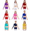 Top Cropped de Ombro Assimétrico para Meninas com Design de Strass Brilhante Shorts com Cintura V Roupa para Dança Apresentação de Palco