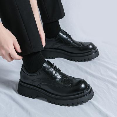 Fashion Brogue Men's Luxury Designer Style Thick Sole Shoes Elegant and Sophisticated Gentleman's Shoe  Popular Wedding Party Shoes