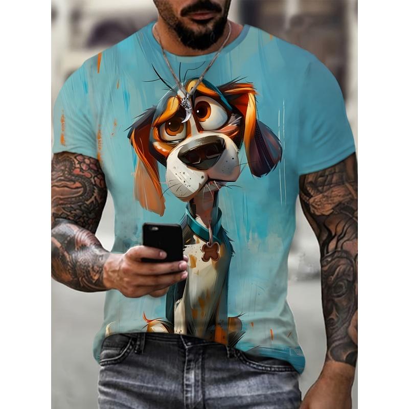 Cool Rabbit Bear Pattern T Shirt For Men Fun Monkey Cat 3D Printed Short Sleeve Tops Summer Casual Round Neck Loose Tee Shirts