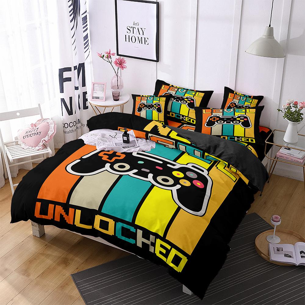 Gamepad Three-Piece Mobile Game Elements 3D Digital Printing Quilt Cover Bedding Four-Piece Set