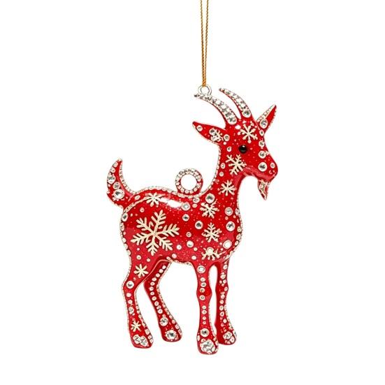 Auspicious Goat Theme Gifts 2D Acrylic Christmas Hanging Ornament, 3.15 Inch Farm Animal Xmas Tree Holiday Car Interior Decor Decoration for Rear View
