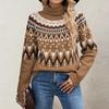 Women's Knitted Retro Round Neck Loose Pullover Sweater