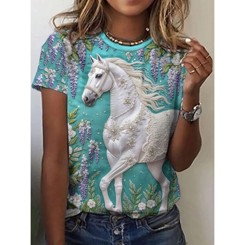 T-shirt women's round neck short sleeved T-shirt