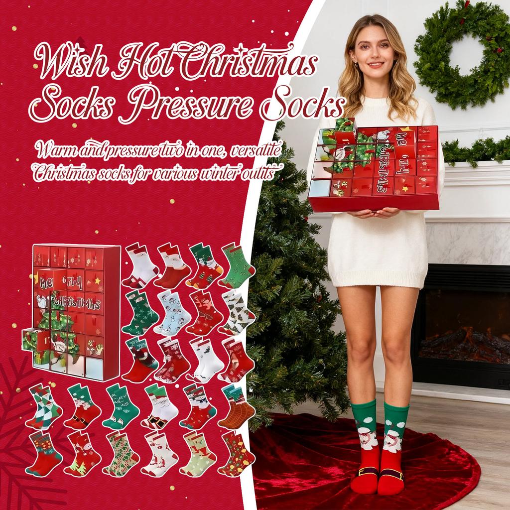 3D 24 Pairs Christmas Socks Advent Calendar Christmas Socks Gift For Xmas Party Gifts (Random Pattern)
