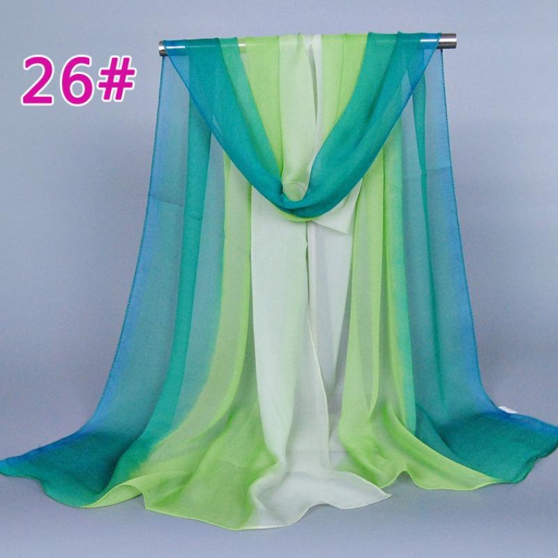 Supply imitation silk georgette silk scarf, popular bright and gradual change of color accessories scarf