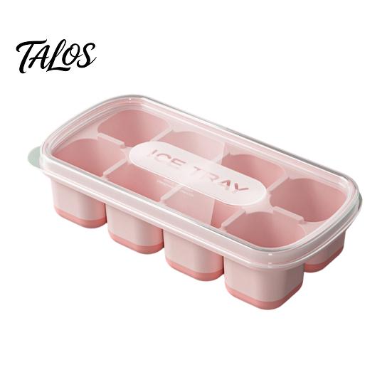 Ice Cube Tray with Lid for Freezer, Stackable Flexible Bottom 8 Compartments Ice Tray, Easy Release, Stackable Food Grade Ice Molds, for Juice,