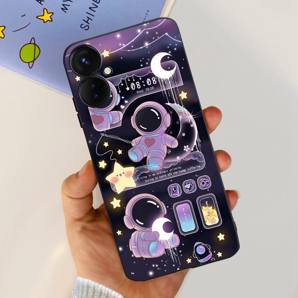 For Tecno Spark 9 Pro KH7 KH7n Cute Cartoon Phone Case For Tecno Spark 9Pro Black Silicone Soft TPU Cases