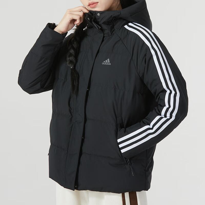 Adidas 600 Fill Power Side Stripe Warm Casual Hooded Down Jacket Women Outerwear Black IT8720