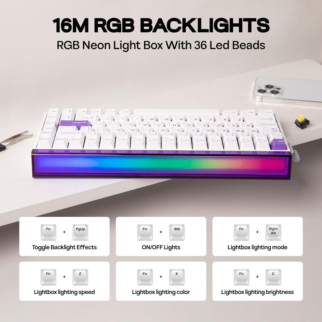 MechLands Aula Hero84 HE Wired Magnetic Gaming Keyboard with Rapid Hole Adjustable 8kHz Sound RGB Lightbox Backlight Effect, 0.01mm Actuation,