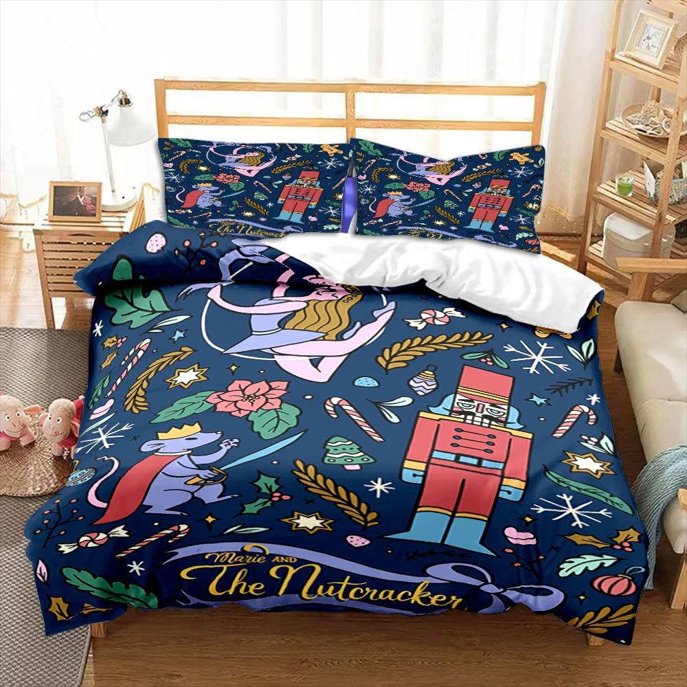 Nutcracker Duvet Set Three-Piece Cartoon Royal Guard Bedding Set Quilt Cover