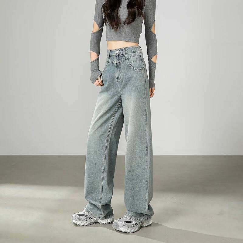 Tangshi Women s Embroidered Wide-Leg Jeans 27