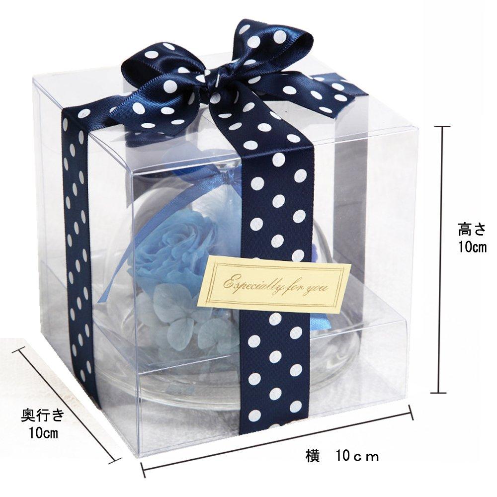 Teatsite Preserved Flower Arrangement, Pre-Wrapped, Glass Pot, 2 Flowers (5 Blue Roses)