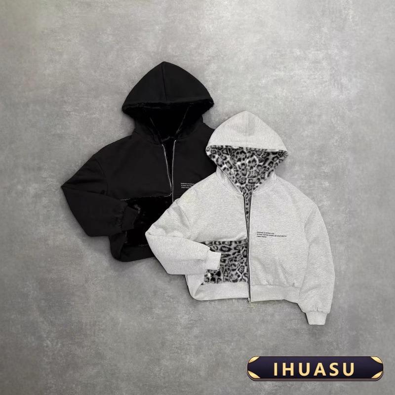 IHUASU Women's Fashion Hooded Casual Solid Color Print Autumn Winter Hoodie Elegant
