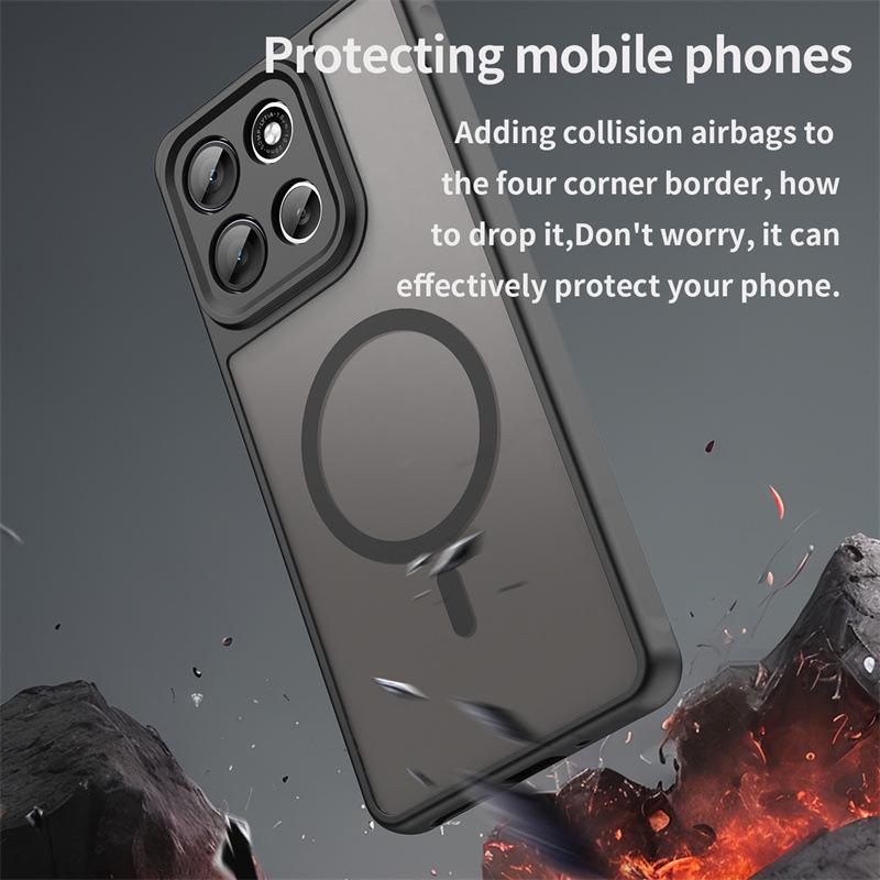 Matt Bőrfogású Mágneses Telefon tok Motorola Edge 2025-höz, Féláttetsző G56.