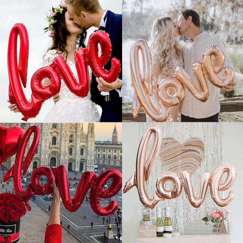 LOVE Letter Foil Balloon Lipstick Red Lip Foil Balloon Anniversary Wedding Valentine's Day Birthday Party Decoration Bridal Ball