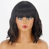 MERISIHAIR Short Wavy Wig with Bangs Synthetic Fiber Water Wave Ombre Light Blonde Wig for Women Daily Wear Cosplay