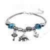 Handgefertigtes Perlenarmband mit Elefantenanhänger, Herzschlüssel und Kristallperlen für Damen, Schmuckgeschenk