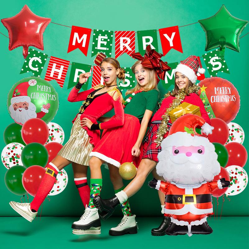 Christmas Balloon Set Gingerbread Man Themed Santa Claus Christmas Tree Party Decorations Kindergarten Decorations