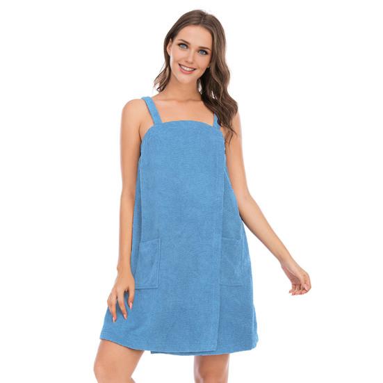 Women's Bath Towel Wrap Spa Body Wrap with Straps And Pockets Adjustable Closure Shower Robe Towel with Facial Headband