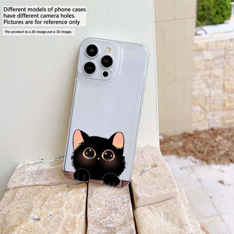 Cartoon problem cat Phone Case For IPhone 17 Pro Max 16 17 15 Pro 14 13 Plus 12 Mini 11 16E 17Air Cases Transparent Soft Covers