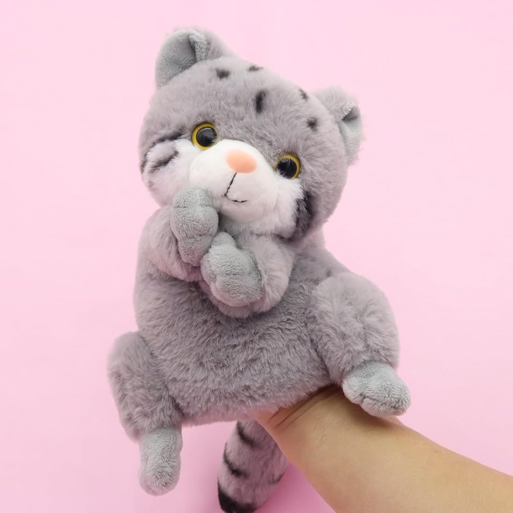 Takeoff Hand Puppet Manul Cat Plush Toy Soft Fabric Educational Plaything