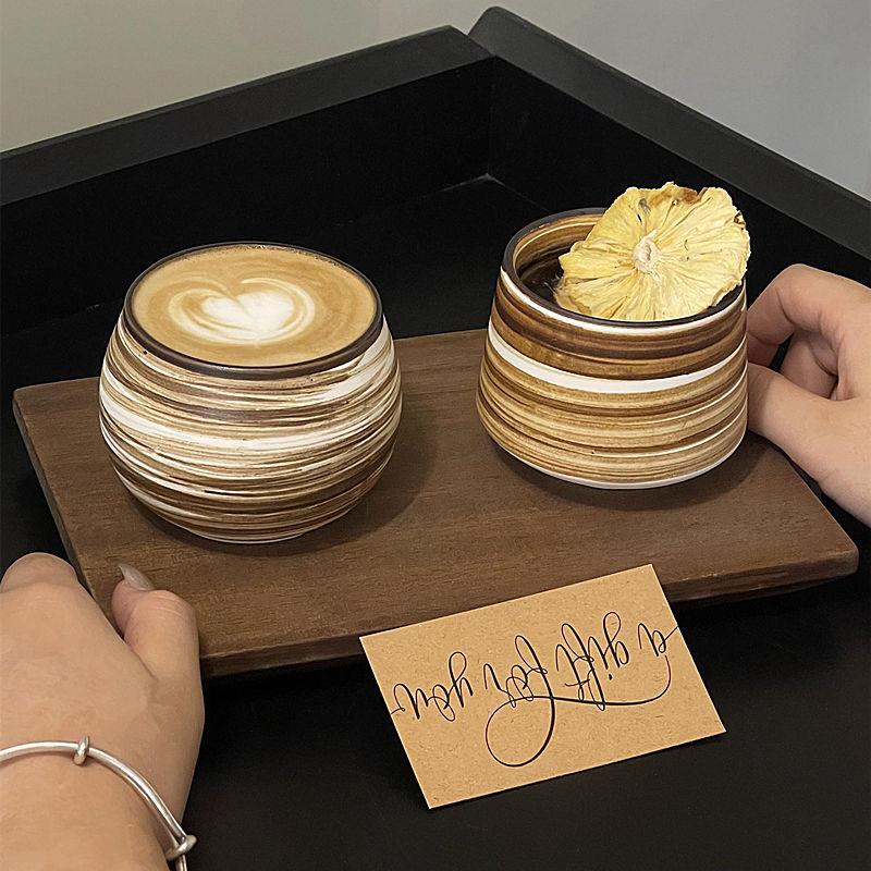 Japanese handmade rough pottery frosted tea cup, hot latte latte latte coffee cup, retro style kung fu tea cup, tea tasting cup