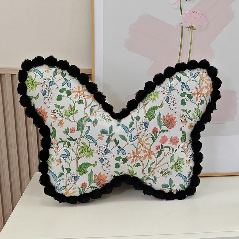 Modern Butterfly Decorative Pillow With Cotton Linen Cover For Bedroom And Sofa Comfort