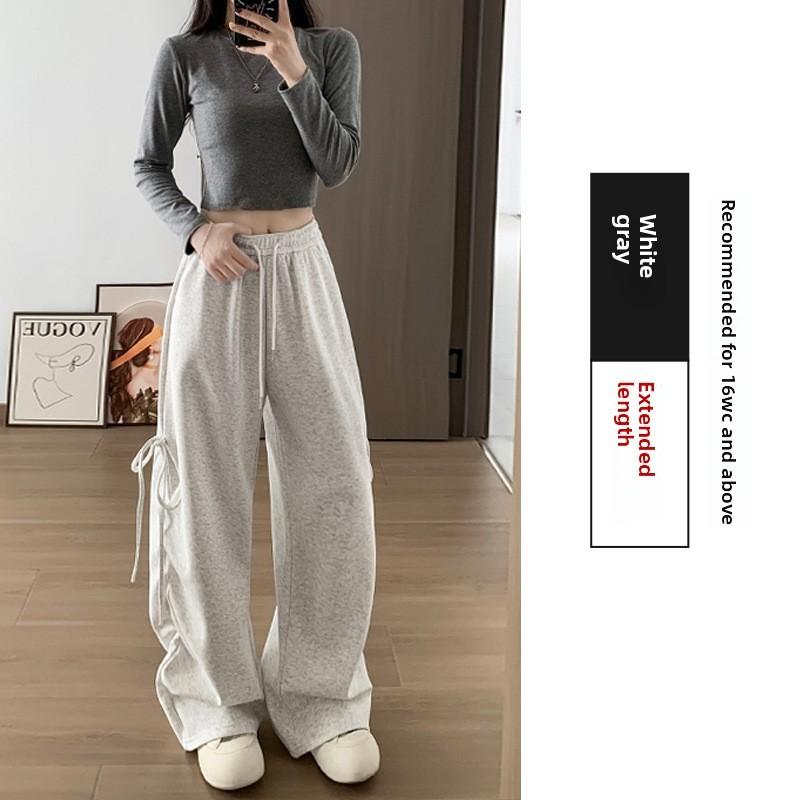 Womens Retro Casual Pants With Wrinkle Detail And High Waist For Spring Comfort
