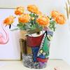 Vibrant Abstract Face Pot Handcrafted Art Piece Drainage Hole Included Anti Fade Suitable For Indoor And Outdoor Spaces