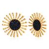 European and American old money style retro sunflower stud earrings female black crystal exaggerated design texture