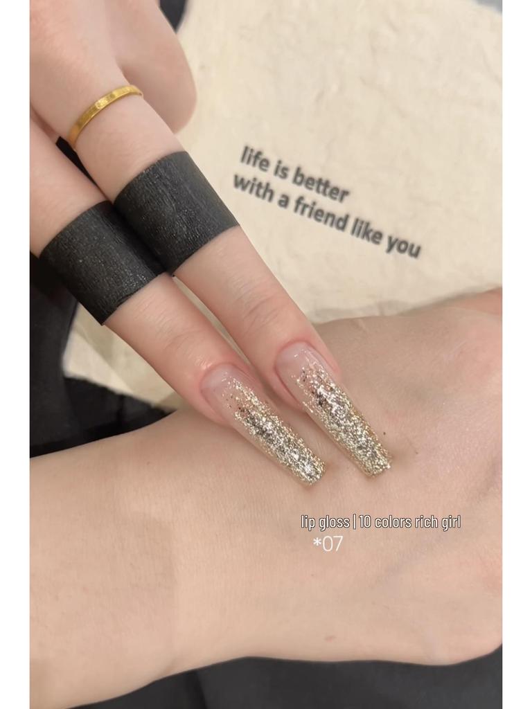Rich Girl 10-Color Glitter Gel Nail Polish: Gold & Silver Ice Transparent Diamond Shine