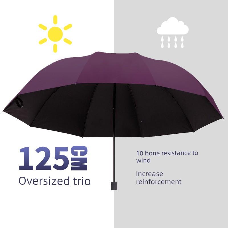 Large Umbrella for Men, Reinforced and Thickened, Sturdy and Wind-Resistant, Dual-Use for Sun and Rain, Foldable Black-Coated Sun Protection Umbrella