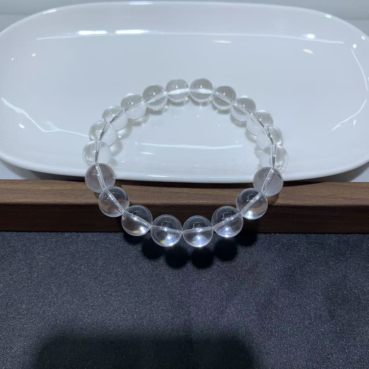Natural White Crystal Ball Beads Semi-finished Buddha Bracelet