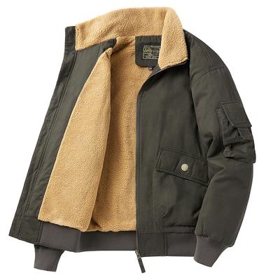 Winter New Cotton-padded Male Pilot Cargo Large Size Cotton-padded Lamb Wool Collar Padded Jacket Men's Coat