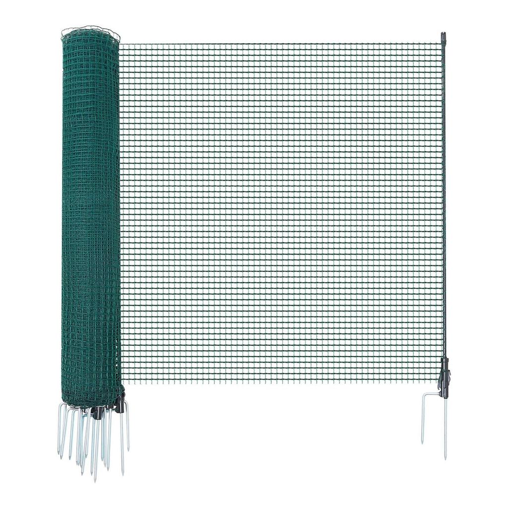 Temporary Fence with Posts, 0.9 X 15m Plastic Mesh Fencing, Garden Safety Fences Netting with Double-Spike Stakes & Guy Ropes, Temporary Fence for